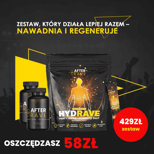 Zestaw 2x  After Rave 60 kaps. + HydRAVE x 16 Cytryna